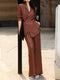 Elegant Textured Blazer & Wide-Leg Trouser Set – Belted Office Suit for Women