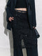 Black Sequin Lace Overlay Midi Skirt – Detachable Double-Layer Evening Statement Skirt