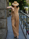 Old Money 100% Linen Vest & Wide-Leg Trousers Set – Coffee Brown Tailored Two‑Piece Outfit
