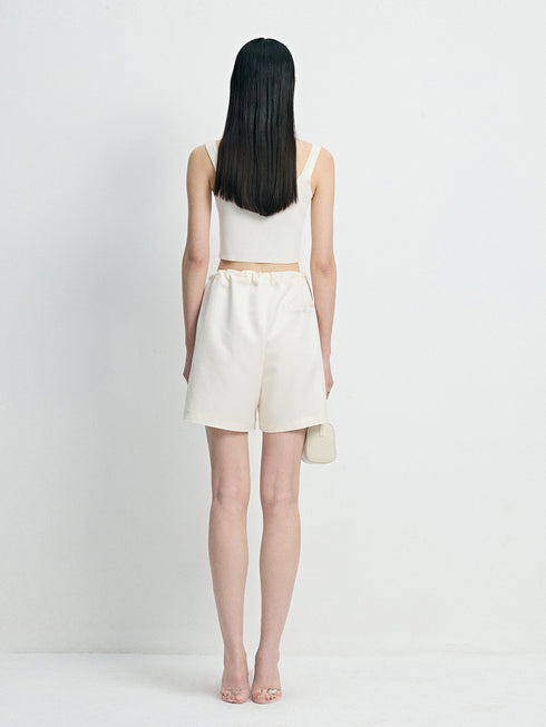 Italian Mercerized Wool & Acetate Drawstring Wide-Leg Shorts