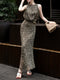 French Elegant Leopard Print Maxi Dress – Sleeveless Cinched Waist Flowing Summer Dress