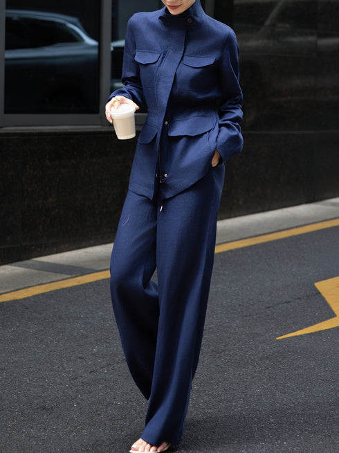 Luxury Women's Workwear Set – Premium French Linen Tailored Two-Piece Suit