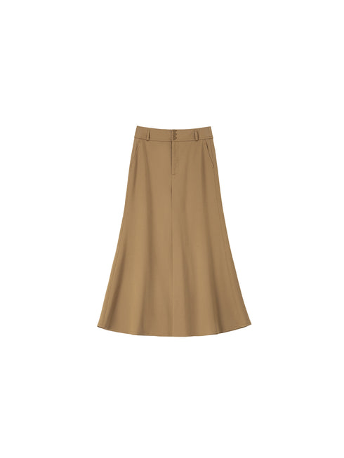 Chic Statement Cotton-Blend Mermaid Skirt with 3D Pleats & Flowy Silhouette | Elegant High-Waist Midi Skirt