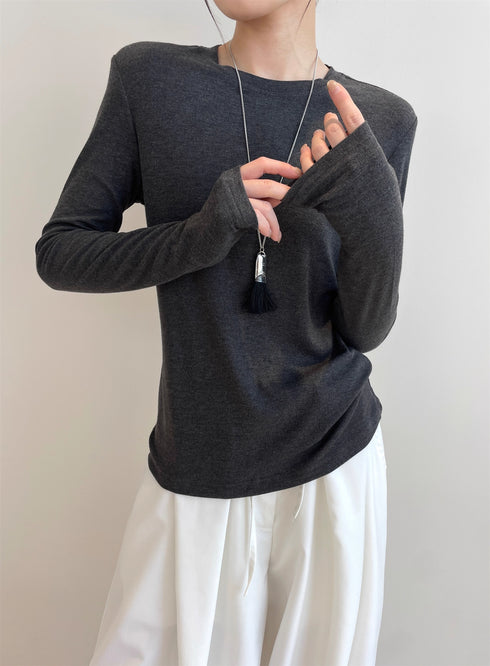Silk Cashmere Thermal Long Sleeve T-Shirt for Women | Ultra-Soft Japanese IFACE Yarn Base Layer Top