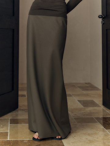 Japanese Washable 90S Fine Merino Wool Pencil Skirt | Elegant High-End Fishtail Hem Midi Skirt