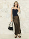 Vintage Leopard Print Skirt – 100% Mulberry Silk Crepe Satin in Bronze Tone