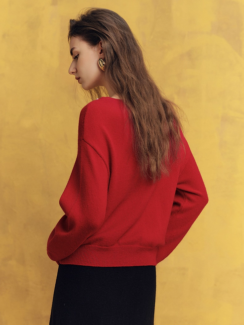 Wool Beaded Christmas Sweater for Women – New Cozy Relaxed-Fit Knit Top