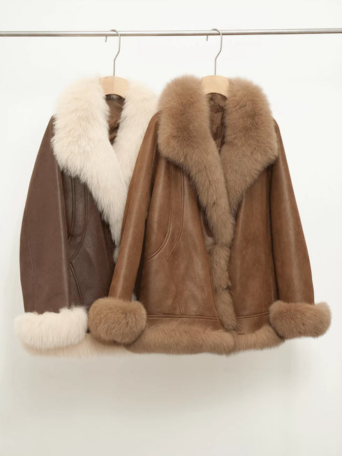 Women’s Mid-Length Down Coat with Fox Fur Hood | 90% White Goose Down Winter Jacket