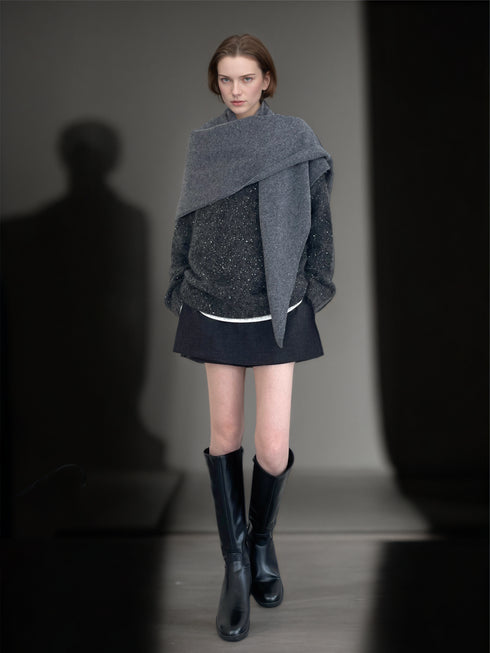 Women’s Premium Mohair Alpaca Wool Sweater | Soft Brushed Knit Pullover with Sequin Yarn for Winter
