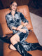 Party Diamond-Glow Dress – Modern Elegant Couture Design, Ice-Flower Stretch Gold Velvet Cocktail Dress