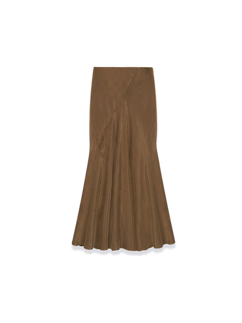 Matte Velvet-Like Copper Ammonia Fish Tail Midi Skirt - Soft Washed Comfort for All-Day Wear