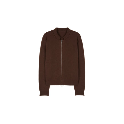 Women’s Heavyweight Australian Superfine Merino Double-Layer Knit Cardigan | Vintage Scallop Collar, Two-Way Zipper & Rolled Hem