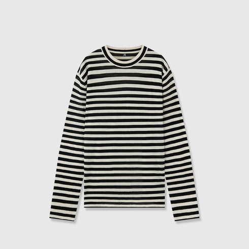Minimalist Wool Striped Base Layer Top for Women – Coffee Brown & Soft Pink Fashion Knit