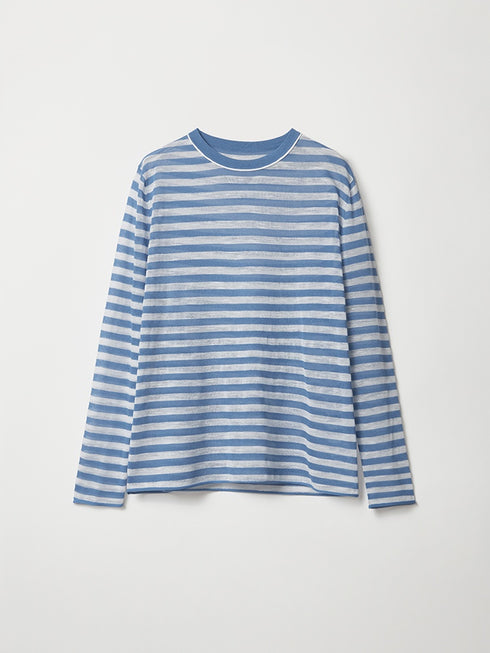 French Sheer Breton Knit Top – Lightweight Linen Lyocell Blend, Breathable & Relaxed Fit