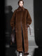 Chain Pattern Wool Coat for Women – Double-Faced Alpaca Wool Overcoat with Leather Trim, Chic Oversized Silhouette Winter Outerwear
