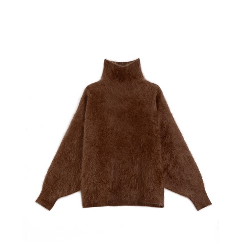 Heavyweight Brushed High-Neck Sweater for Women | Plush Fleece-Like Texture Winter Knit Pullover