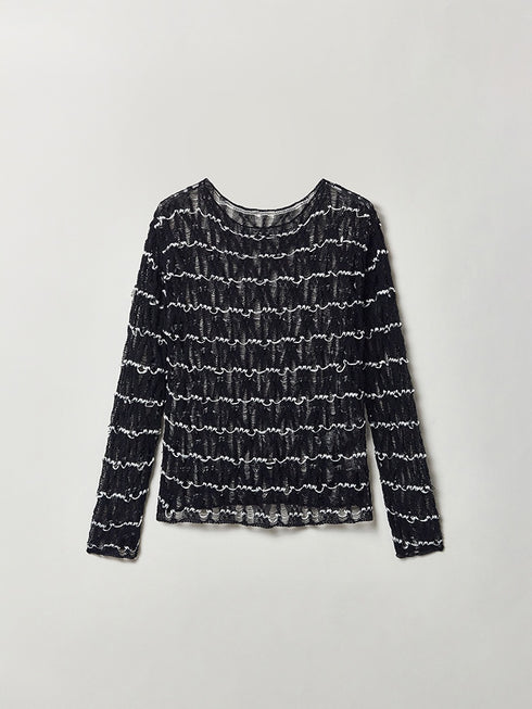 Nomadic Style Artisanal Hollow-Knit Boat Neck Top – Slimming Fit and Exquisite Craftsmanship