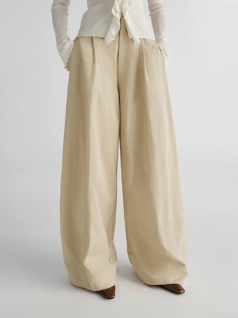 Chic Style Micro-Pleated Cotton-Silk Blend Washed Fabric Commuter Versatile Scythe Balloon Casual Pants