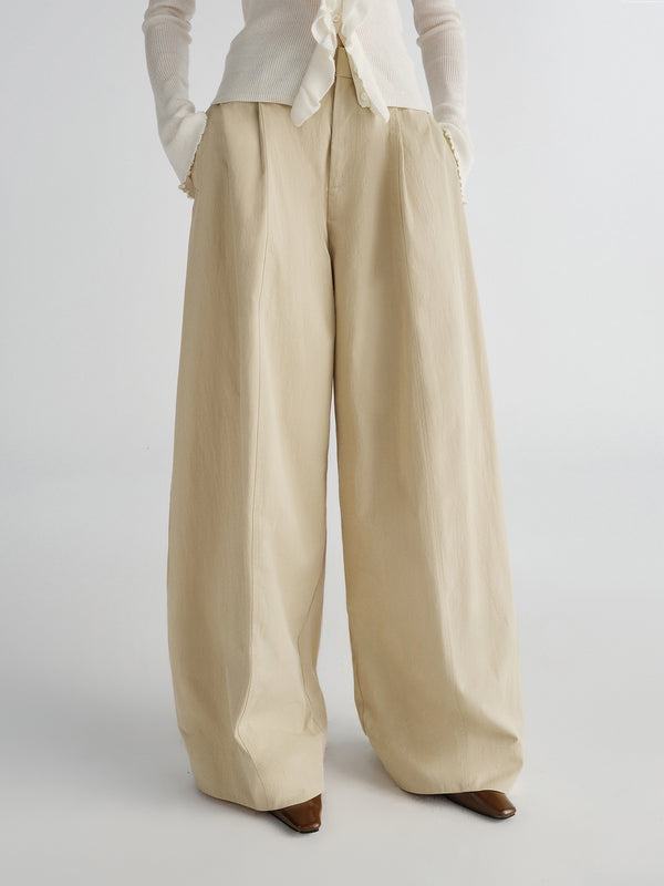 Chic Style Micro-Pleated Cotton-Silk Blend Washed Fabric Commuter Versatile Scythe Balloon Casual Pants