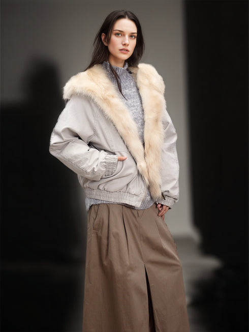 Women’s Short Down Parka with Raccoon Fur Hood | Winter Warm Puffer Jacket