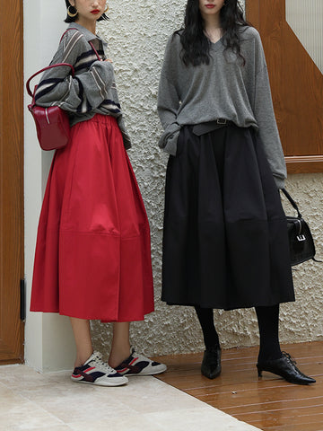 Timeless Fashion Essential – 3D Tailored 100% Cotton High-Waisted Balloon Skirt