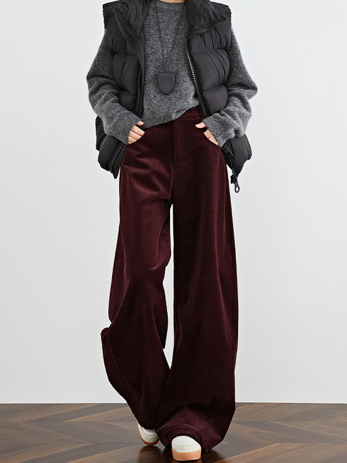 Women's Fleece-Lined Corduroy Wide-Leg Pants – Fall/Winter Tall Extended Scythe Trousers, Trending on INS