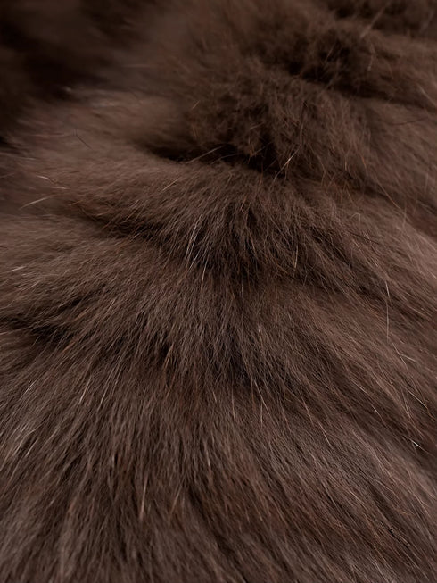Women’s Short Down Parka Jacket with Fox Fur Hood | 90% White Goose Down Winter Coat