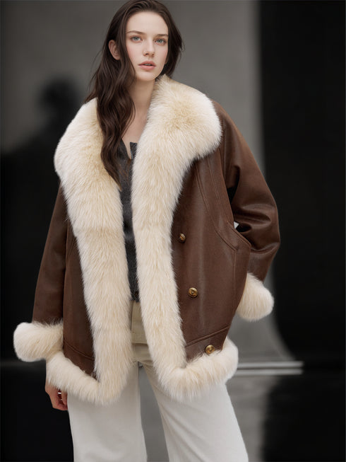 Women’s Mid-Length Down Coat with Fox Fur Hood | 90% White Goose Down Winter Jacket