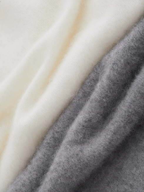 Cashmere Wool Brushed Hoodie Sweater | Henley-Neck Relaxed Fit Soft Cloud-Knit Pullover