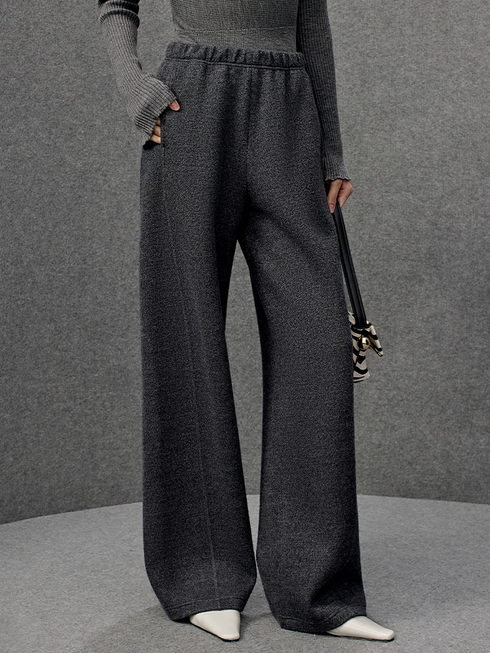 Women's Wool Straight-Leg Casual Pants – Curved Slimming Winter Trousers, New Arrival
