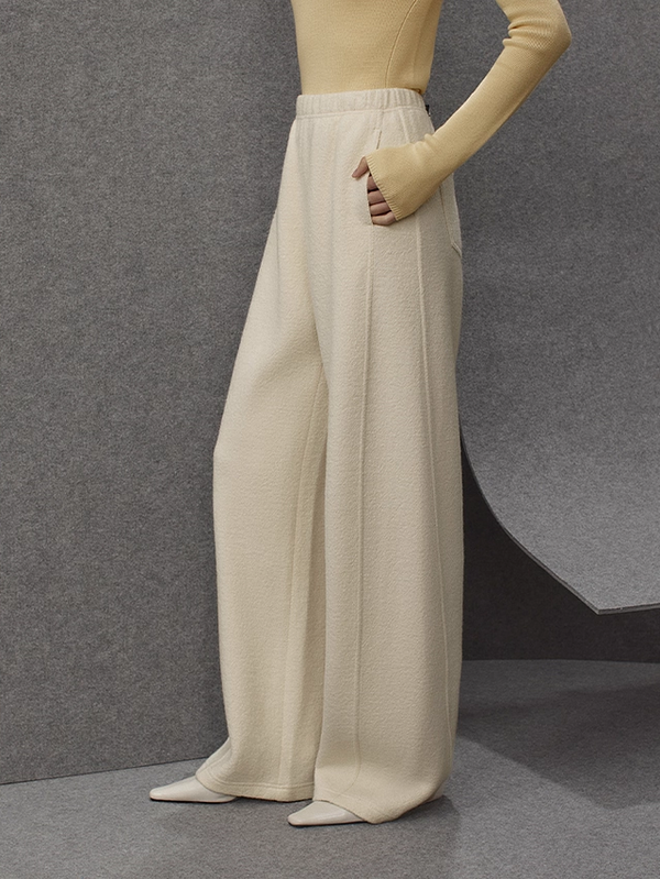 Women's Wool Straight-Leg Casual Pants – Curved Slimming Winter Trousers, New Arrival