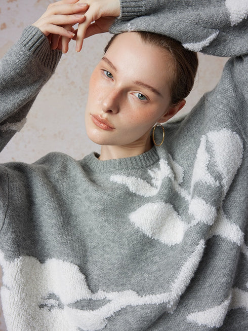 Designer Niche Wool Pullover | Loose-Fit Minimalist Sweater with Lazy Chic Style
