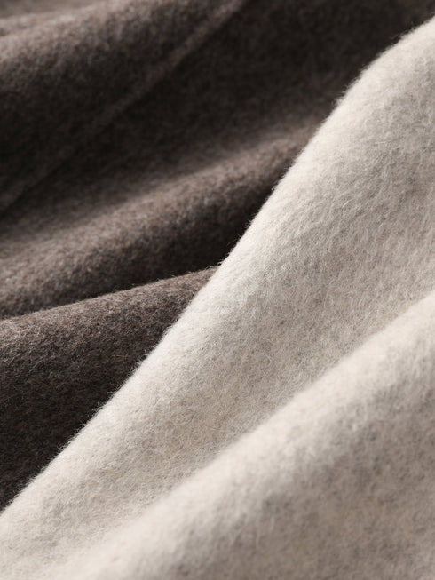 Wool Camel Hair Silk Detachable Fur Hood Cape - Women's Double-Faced Wool Coat