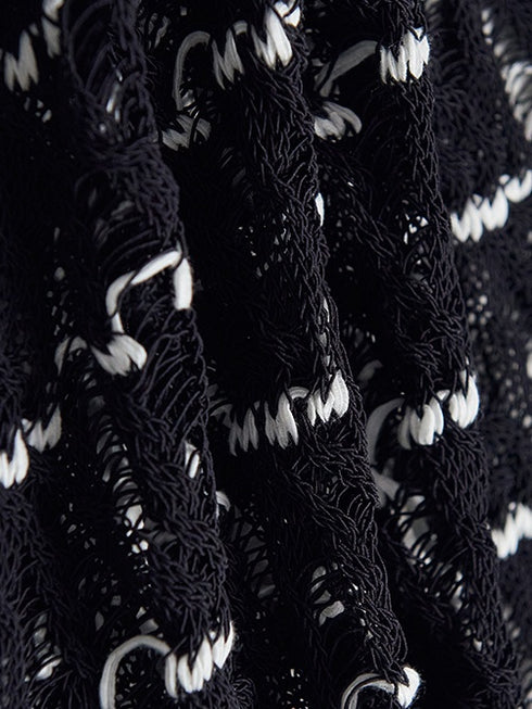 Nomadic Style Artisanal Hollow-Knit Boat Neck Top – Slimming Fit and Exquisite Craftsmanship