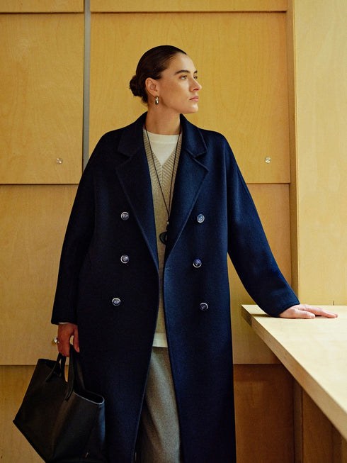 100% Pure Cashmere Double-Faced Coat for Women – Luxury Minimalist Overcoat “Silent Elegance Collection”, Available in Five Colors