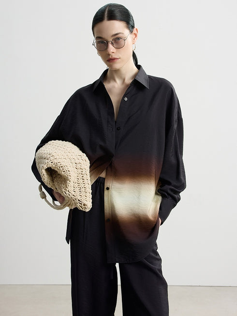Relaxed Black Printed Blouse & Pants Set – Lightweight Vacation Style (Sold Separately)