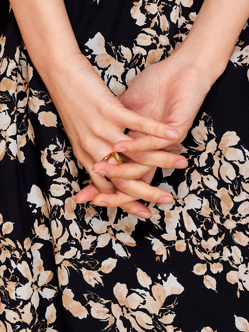 100%Mulberry Silk Floral Elastic Waist A Silk Over-the-Knee Mid-Length Skirt2025Spring and Summer