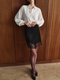 Black Wool Pencil Skirt – Tailored High-End Wool Skirt with Lace Detailing for Commuter Elegance