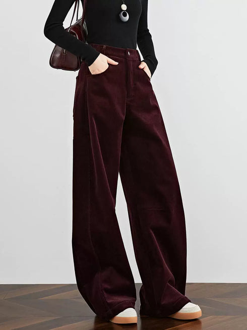 Women's Fleece-Lined Corduroy Wide-Leg Pants – Fall/Winter Tall Extended Scythe Trousers, Trending on INS