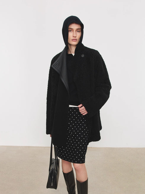 Vintage Double-Layer Jacquard Polka Dot Skirt | Mercerized Wool Knit Skirt