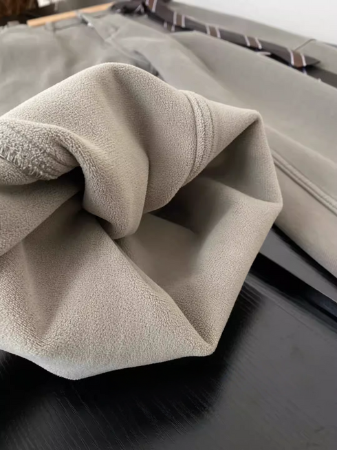 Women’s Fleece-Lined High-Waist Jeans | Unique Deconstructed Wide-Leg Denim Pants with Belt for Winter