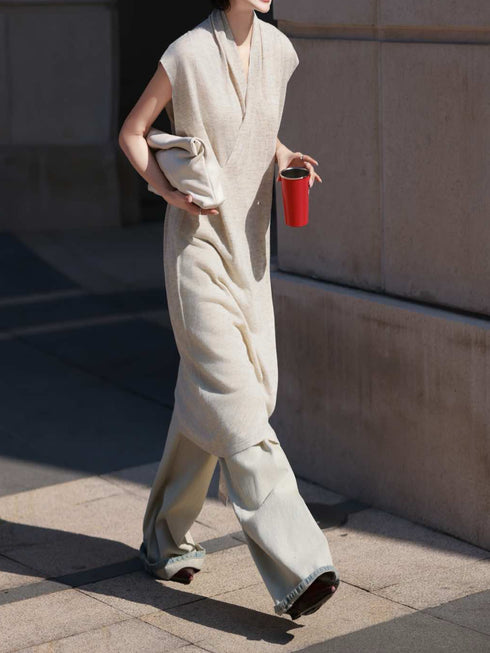 Linen Acetate Slip Dress – Elegant Wrap & Layering Style