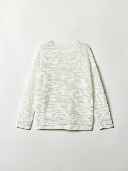 Autumn Breathable Top – Embossed Diamond Glitter Hollow-Knit Knitwear