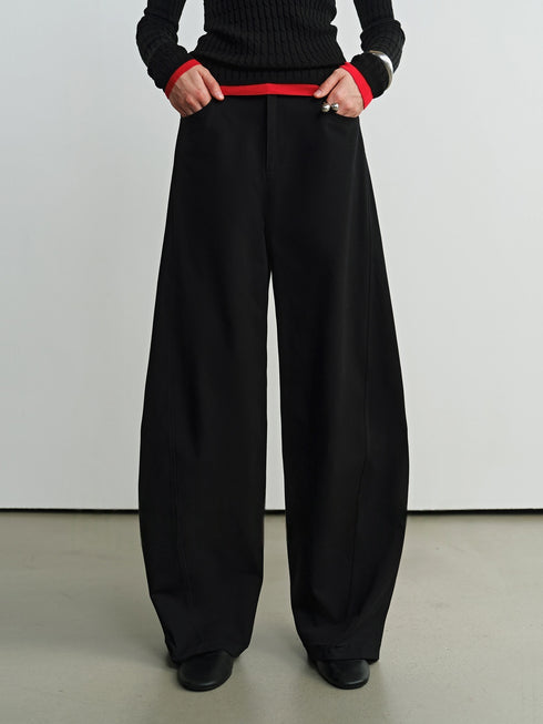 Deconstructed Panel Wide-Leg Curved Blade Pants for Women | Slimming Tech-Cotton Banana Pants