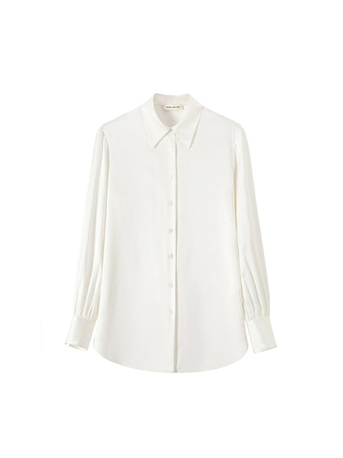 Luxury 22MM Silk Crepe de Chine Blouse – Minimalist Long-Sleeve Mulberry Silk Shirt