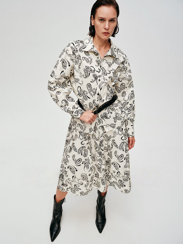 Paisley Nomad Series | 32S Cotton Poplin T-Back Shirt & High-Waist Skirt Set