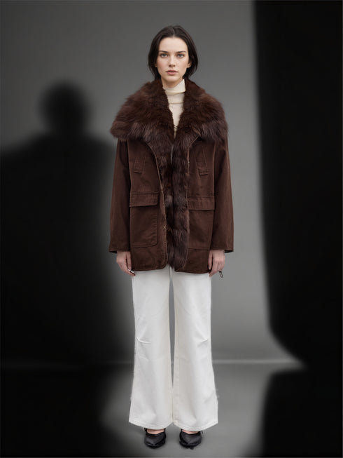 Women’s Mid-Length Down Parka with Fox Fur Hood | 90% White Goose Down Winter Coat