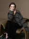 Soft Wool V-Neck Striped Sweater with Colorful Pom Details and Subtle Sequins | Relaxed Winter Knitwear