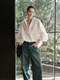 Women's Old-Money Style Solid Color Collared One-Button Pullover Shirt – Relaxed Fit Classic Blouse