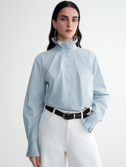 Victorian Romance Cotton-Feel Blouse with Ruffled Lapel Collar | Vintage Loose-Fit Elegant Shirt